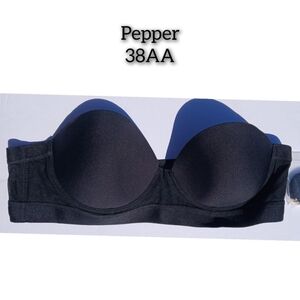 Pepper 38AA Black MVP  Strapless Bra underwire nwot